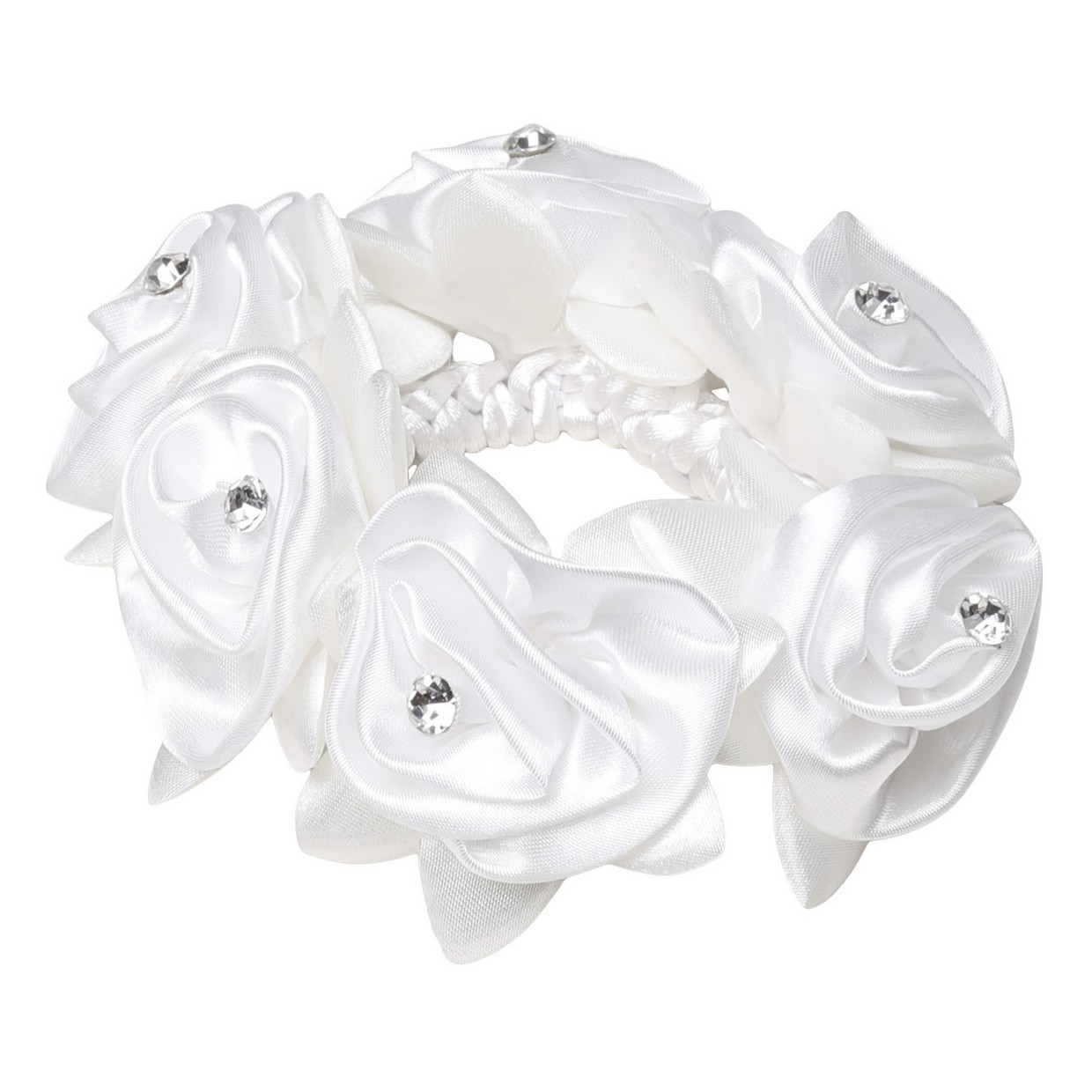 SD® DIAMOND ROSE SCRUNCHIE. White