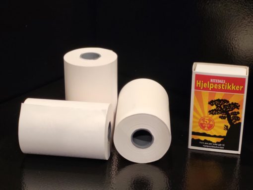 57x40x12mm. 18 meter. 40 mm diameter (50 ruller).