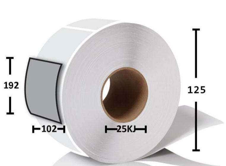 102x192mm Postetikett permanent lim (350 stk pr rull)