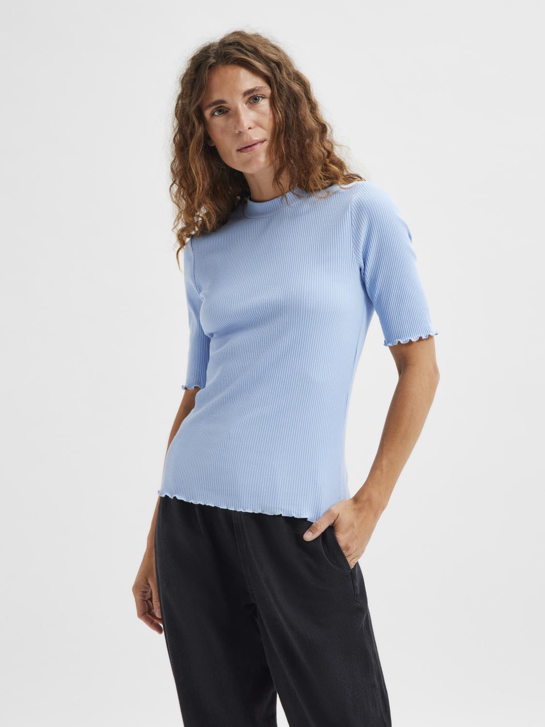 SLFANNA 2/4 CREW NECK TEE Brunnera Blue