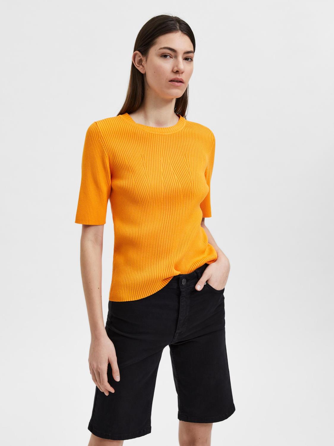 SLFMALA SS knit o-neck Orange