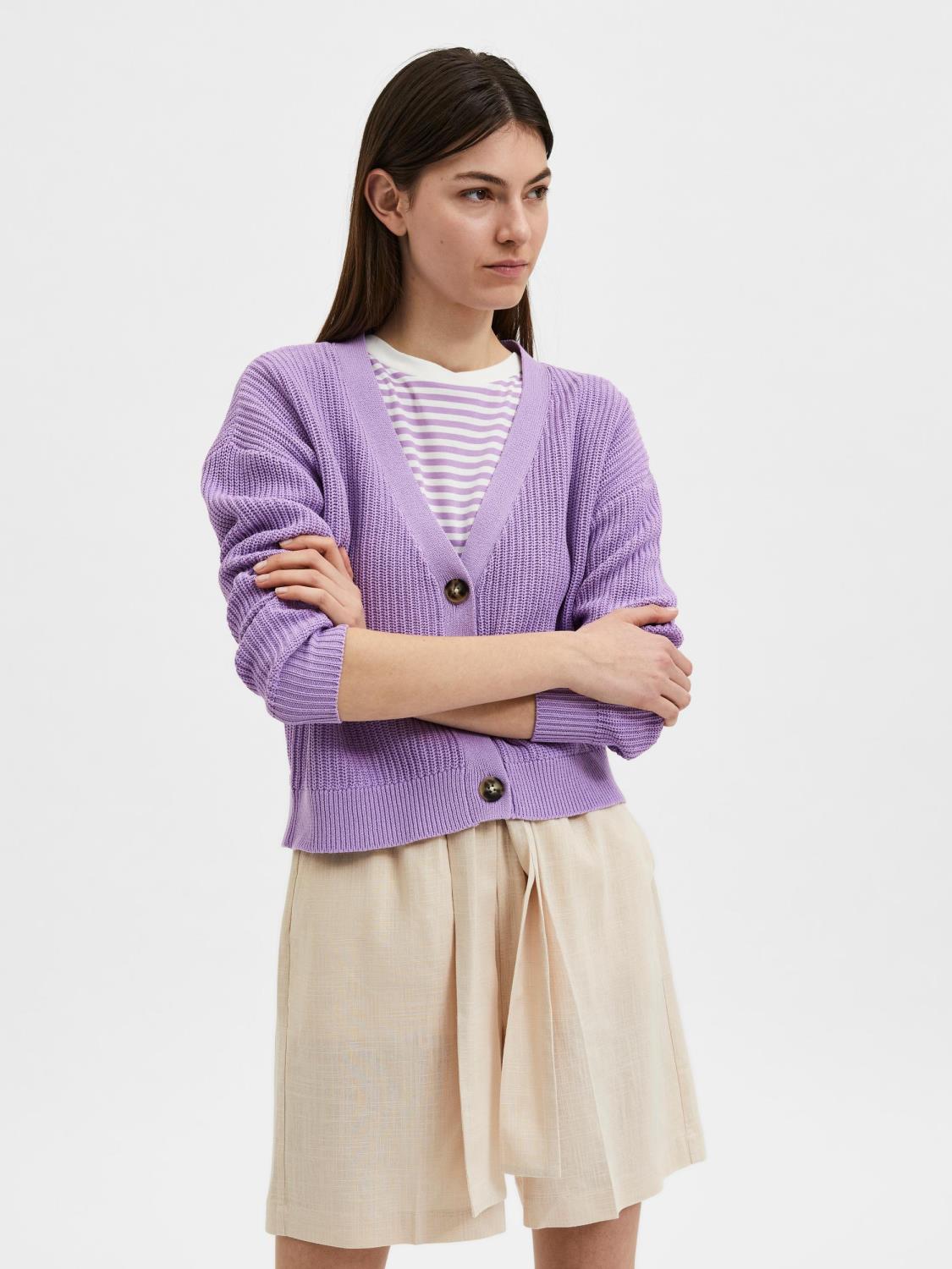 SLFSINNA LS knit cardigan Violet