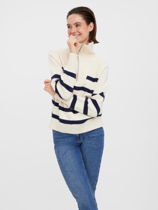 VMSABA stripe ls highneck blouse Birch