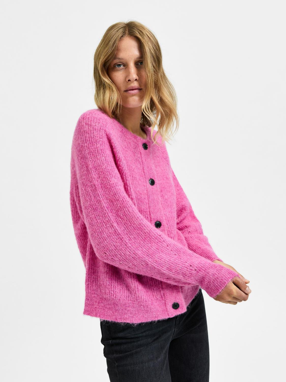 SLFLULU ls knit short cardigan Phlox Pink