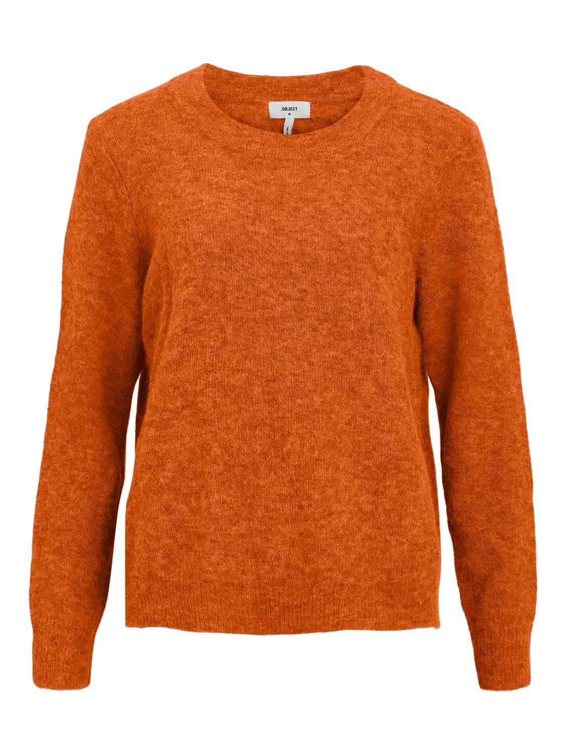 OBJNETE l/s knit o-neck pullover Orange