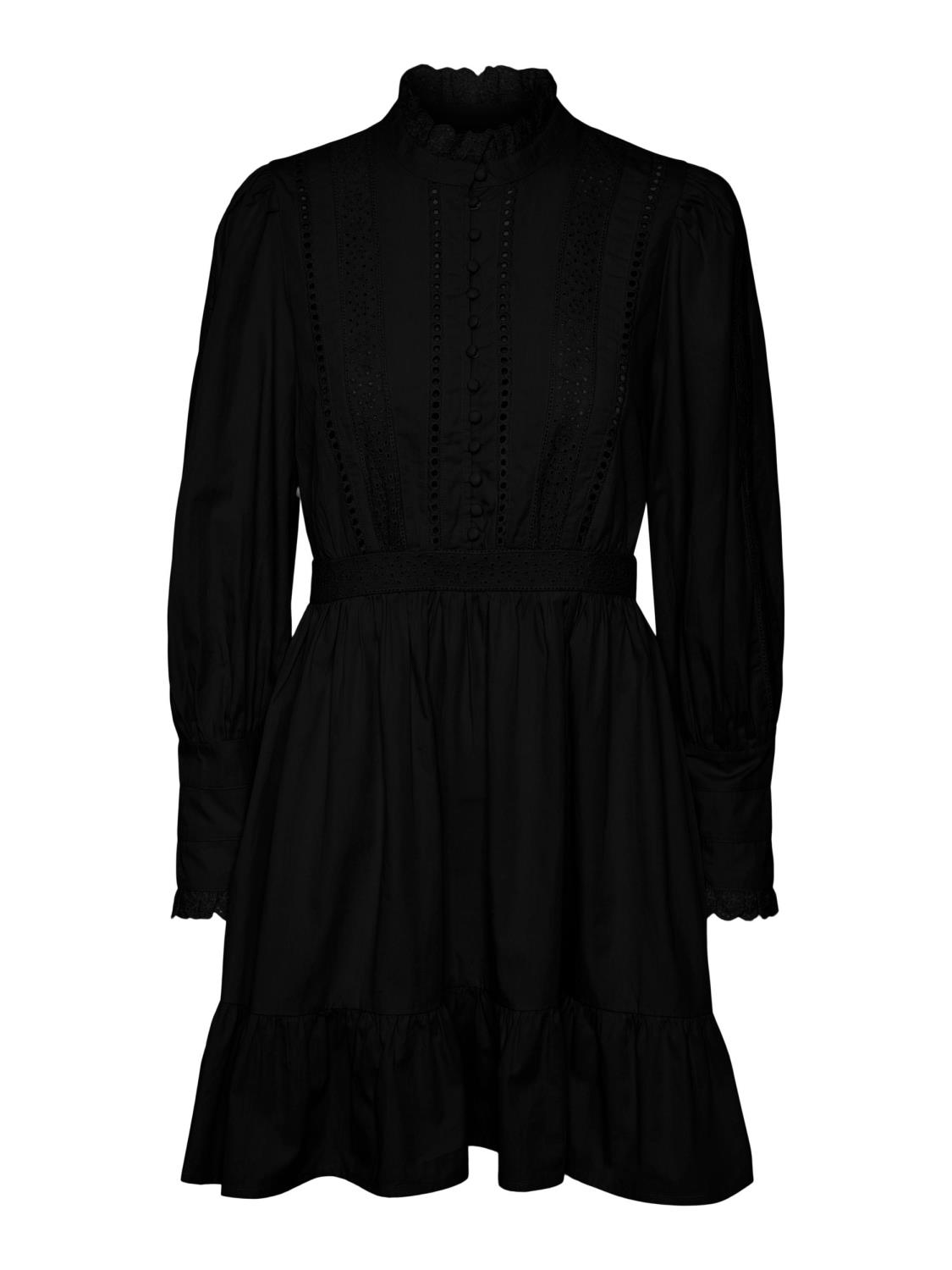 VMNOVA ls high neck short dress Black