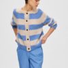 SLFLULU ls knit short cardigan Blue stripe