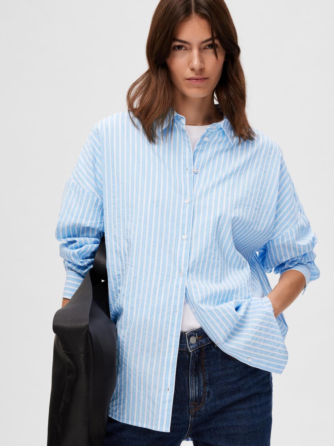 SLFEMMA-SANNI ls striped shirt Blue