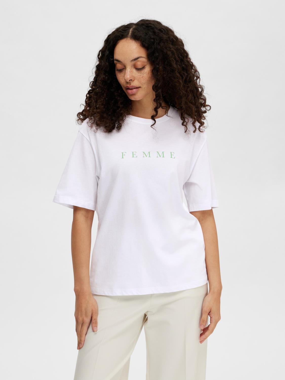 SLFVILJA ss printed tee White