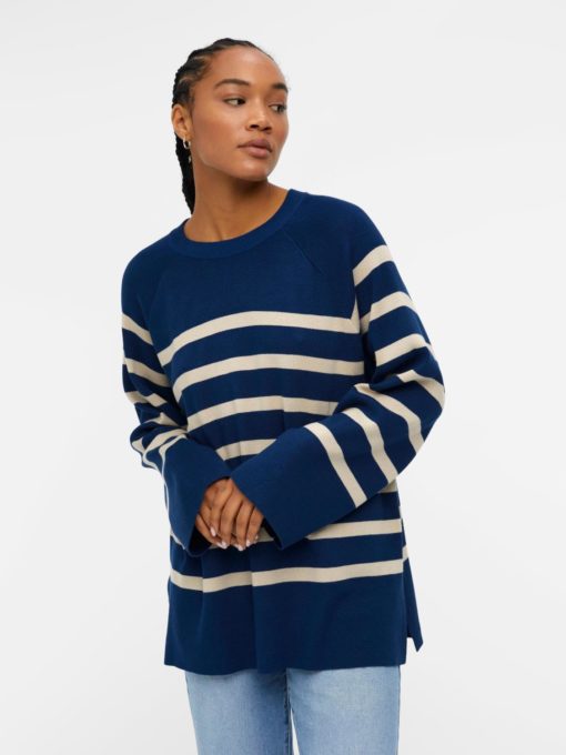 OBJESTER ls knit top Blue