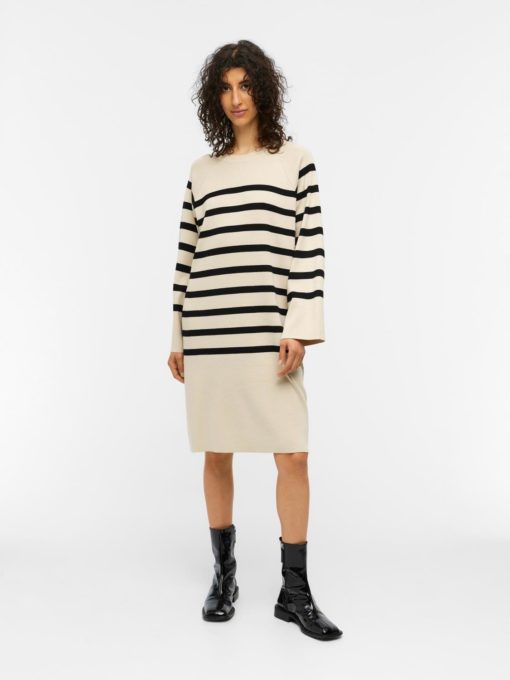 OBJESTER l/s knit dress Sandshell