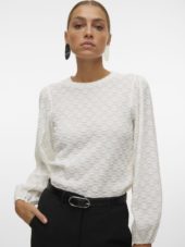 VMFLOWER ls puff sleeve top White