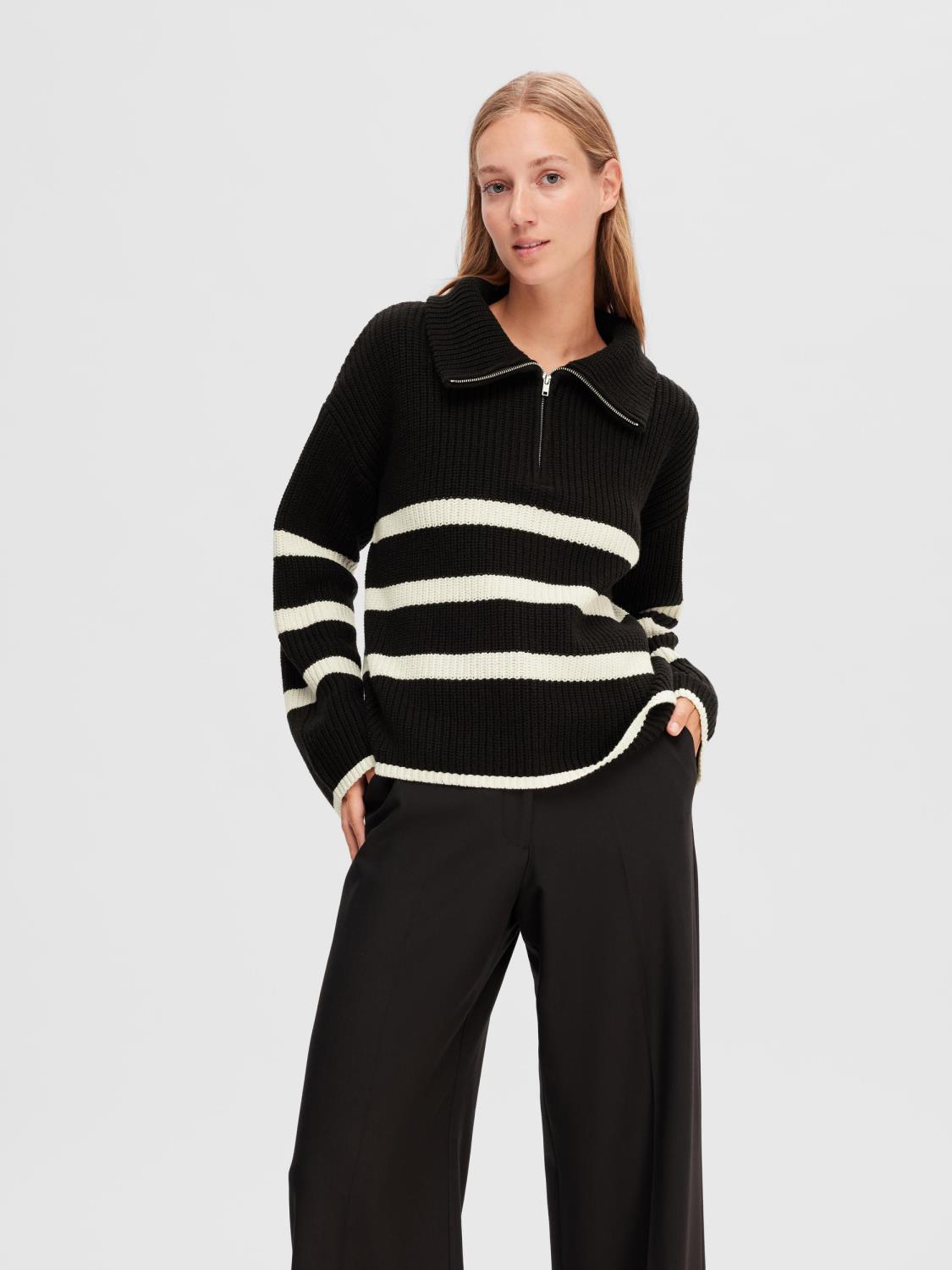 SLFBLOOMIE ls knit half zip