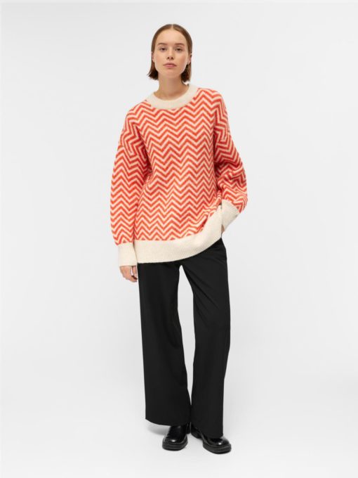 OBJLUCIA l/s knit pullover Sandshell