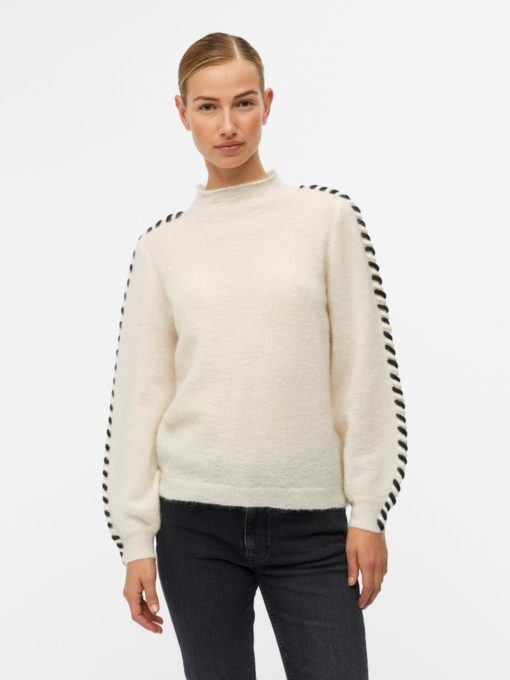 OBJNETE l/s h-neck knit pullover Cloud Dancer