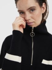 VMSABA stripe ls highneck blouse Black