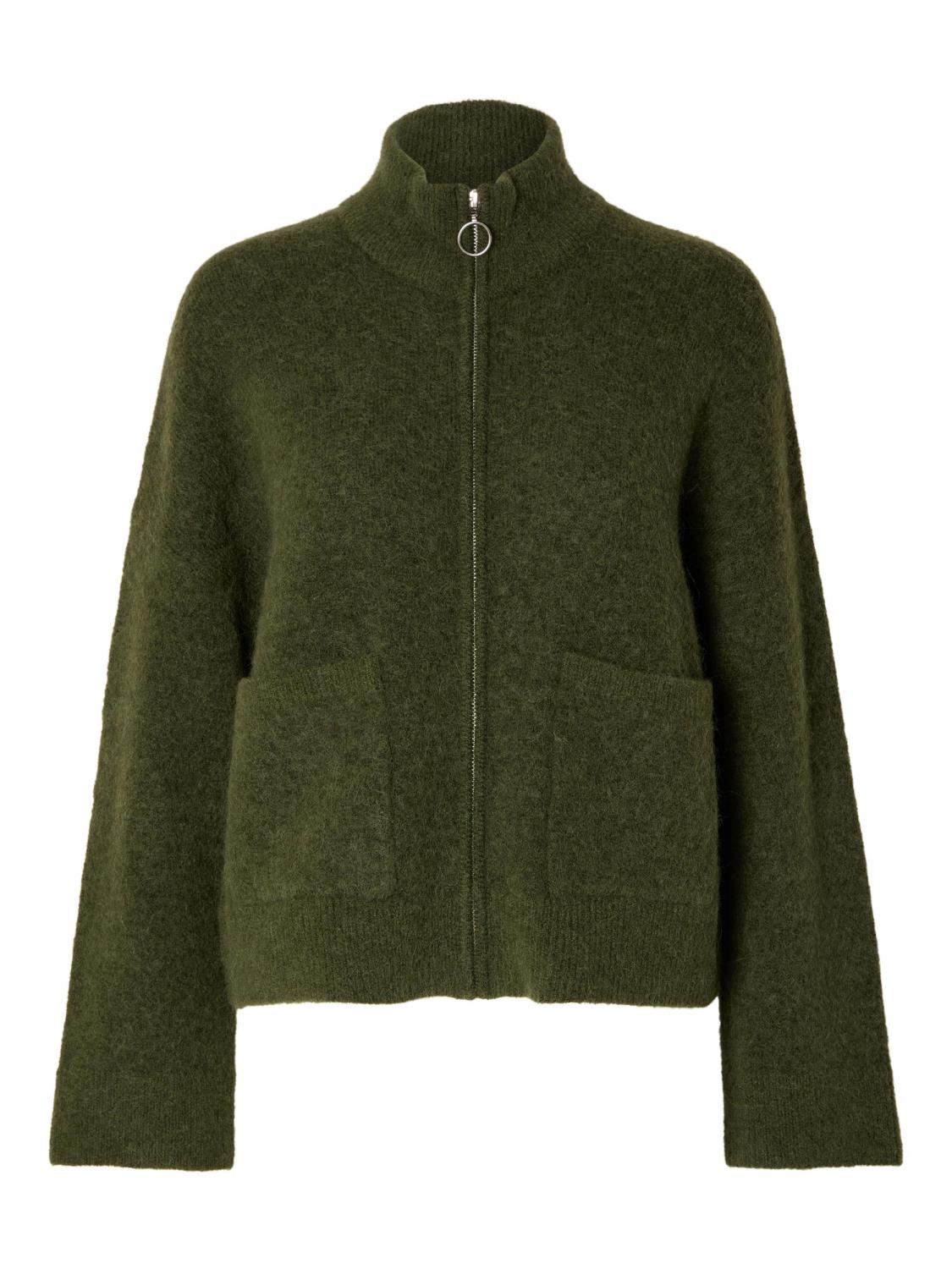 SLFSIA ras ls knit zipper cardigan