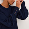 KAlizza Round Neck Knit Pullover Buttons Marine