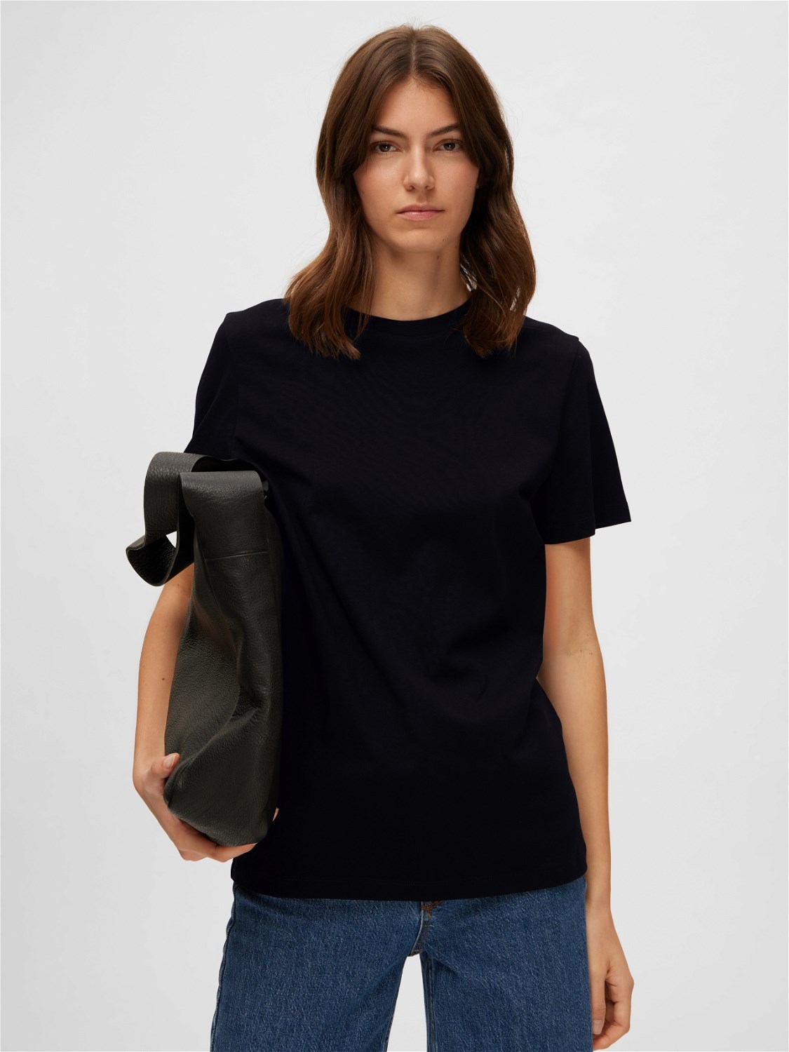 SLFMYESSENTIAL ss o-neck tee Black