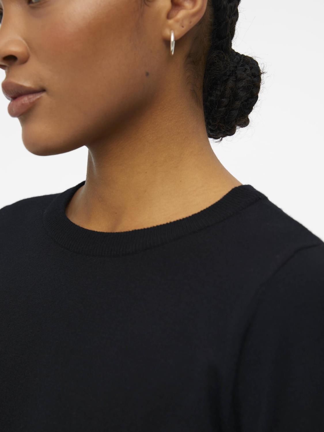 OBJTHESS l/s o-neck knit pullover Black