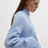 SLFSIA ras ls knit zipper cardigan Cashmere Blue