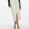 VMVERI hr calf denim skirt Creme