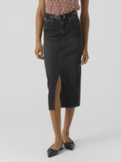 VMVERI hr calf denim skirt Black