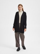 SLFLULU new ls knit long cardigan Black