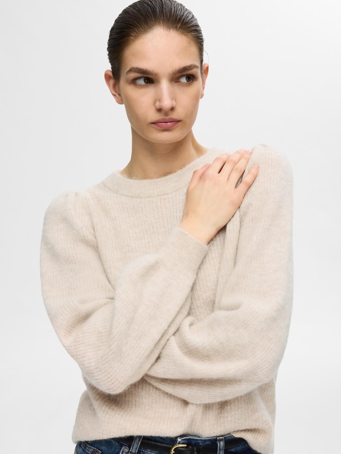 SLFLULU ls knit rib o-neck Birch