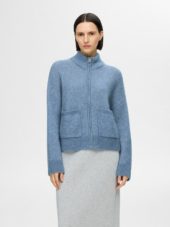 SLFSIA ras ls knit zipper cardigan Blue