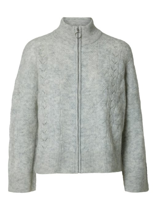 SLFVERA ls knit zip cardigan Grey