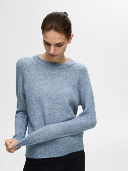 SLFLULU ls knit o-neck Blue