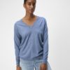 OBJTHESS l/s v-neck knit pullover Blue