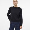 VMSABA ls o-neck button pullover Black