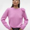 VMADIA ls o-neck flower pullover Pink