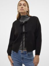 VMBOW ls o-neck tie cardigan Black