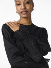 YASLEX ls emb sleeve top Black