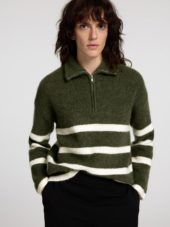 SLFMALINE ls knit half zip Green