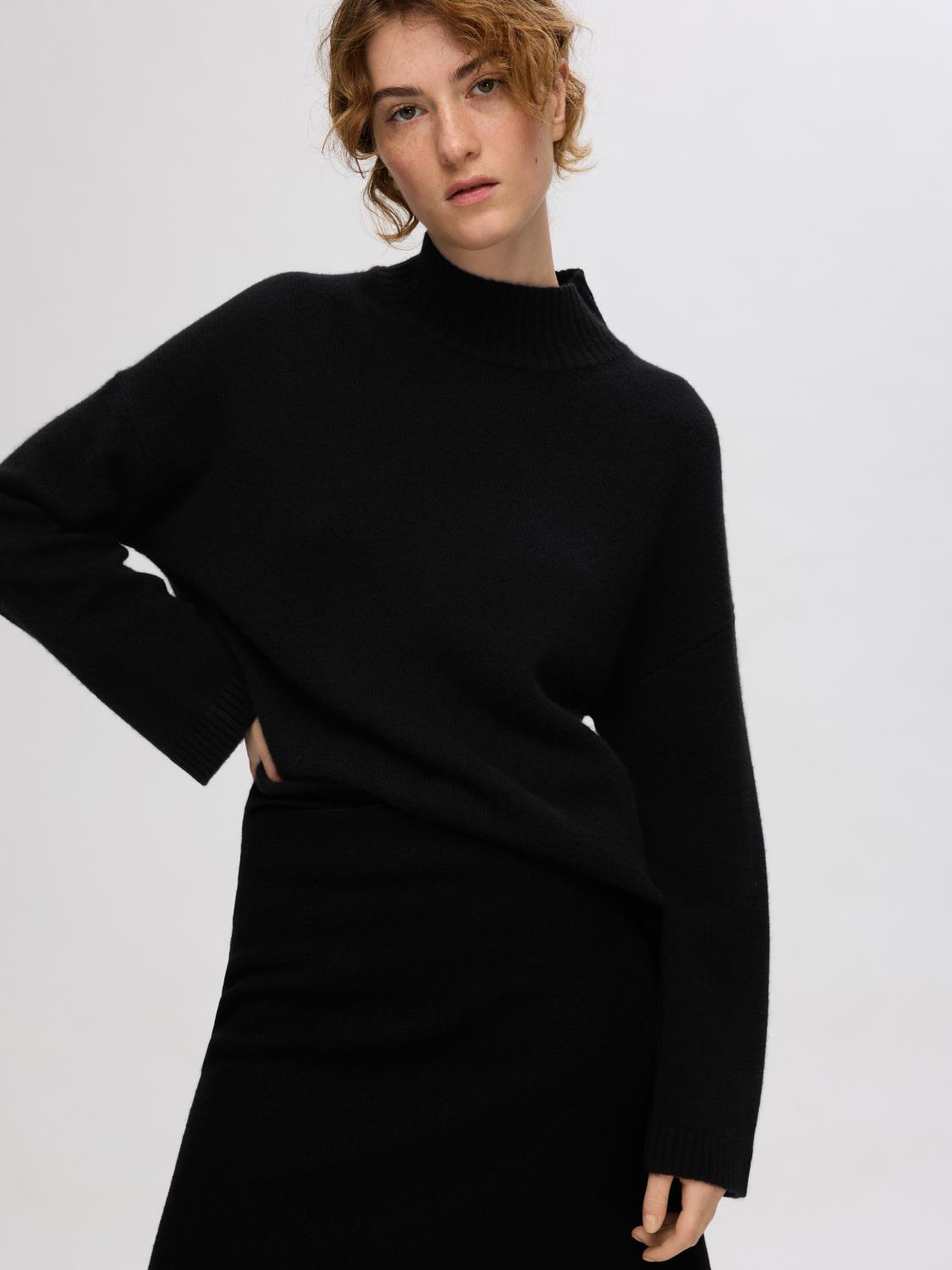 SLFCILLE ls knit high neck Black