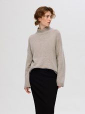 SLFCILLE ls knit high neck Beige