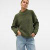 VMZEN ls cable high-neck pullover Olivine