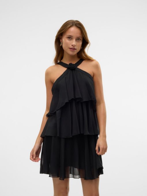 VMFELICIA sl ruffle short dress Black