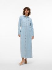 VMMOLLY ls ank denim dress Light Blue