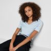 SLFESSENTIAL ss v-neck tee Light Blue