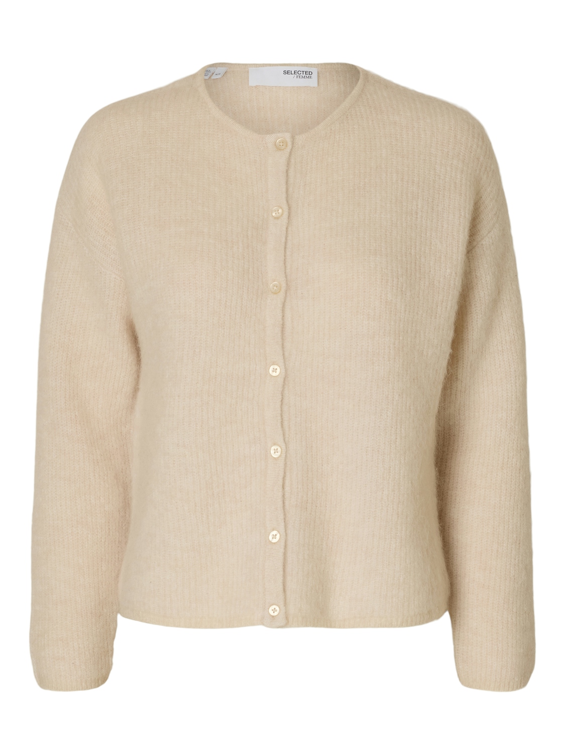 SLFSIA ras ls knit o-neck cardigan Birch