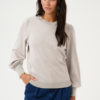 KAlizza Round Neck Knit Pullover Buttons Grey