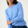 KAlizza Round Neck Knit Pullover Buttons Blue