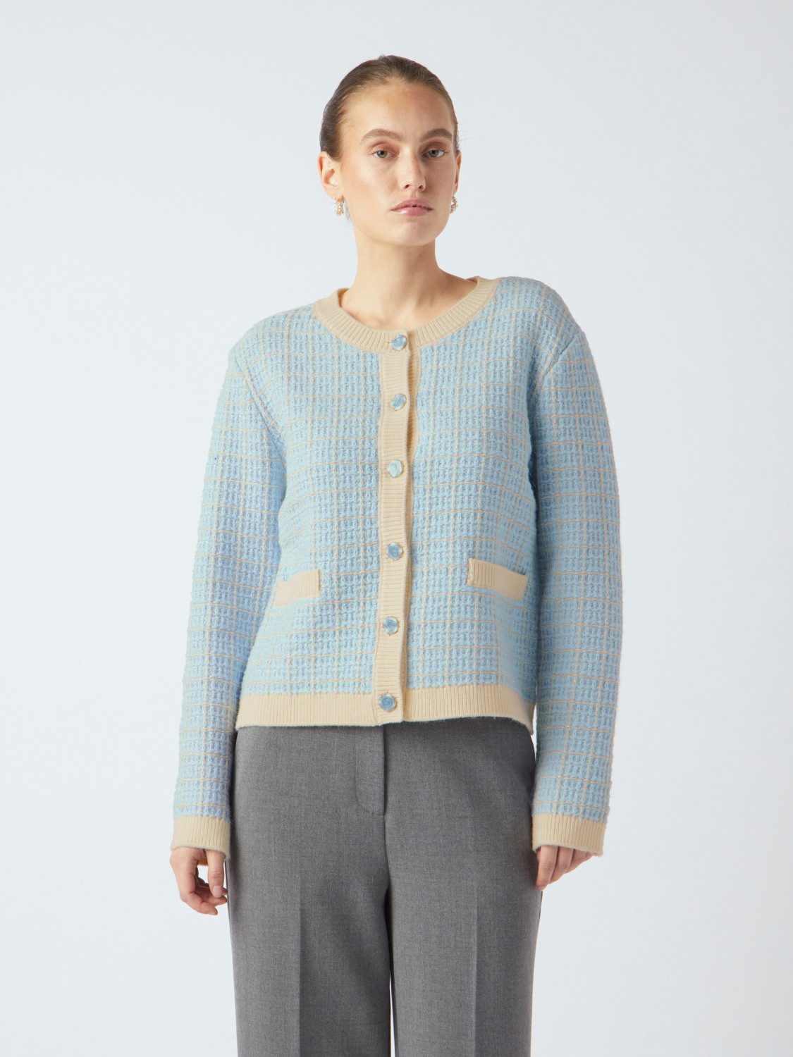 YASLIVIA ls short knit cardigan Blue