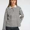 SLFWADA ls stripe collar top Black