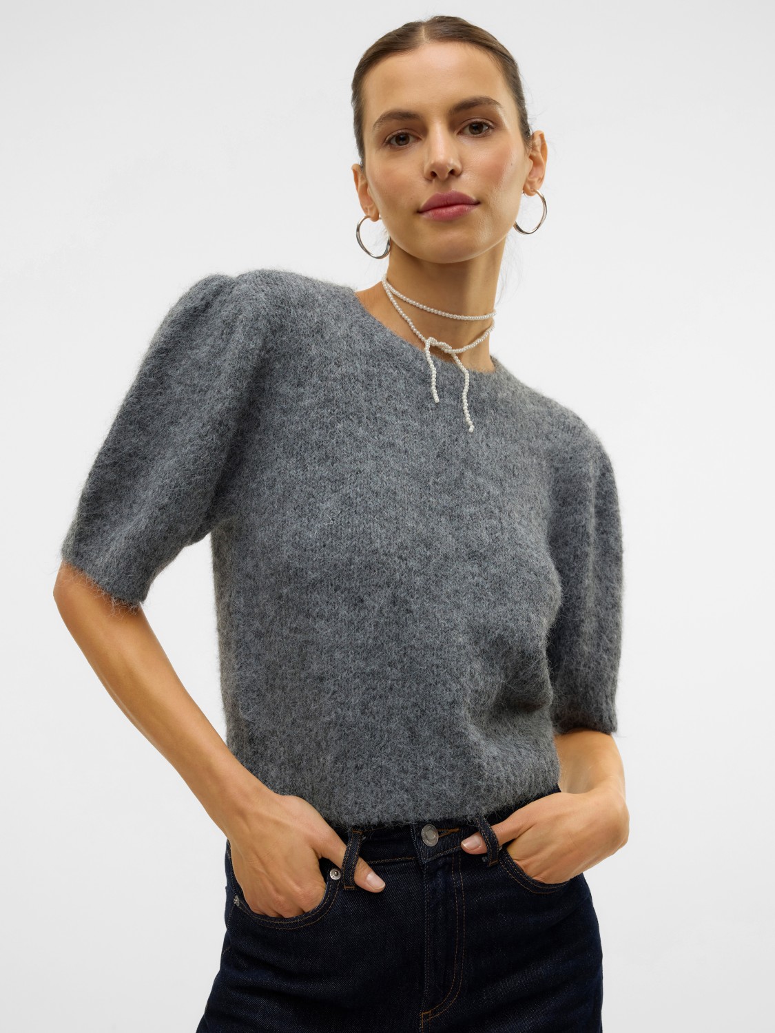 VMNOVAH ss o-neck puff pullover Grey